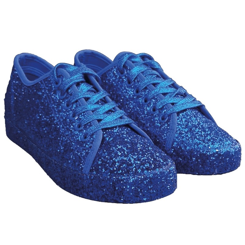 Dames disco sneakers met blauwe glitter