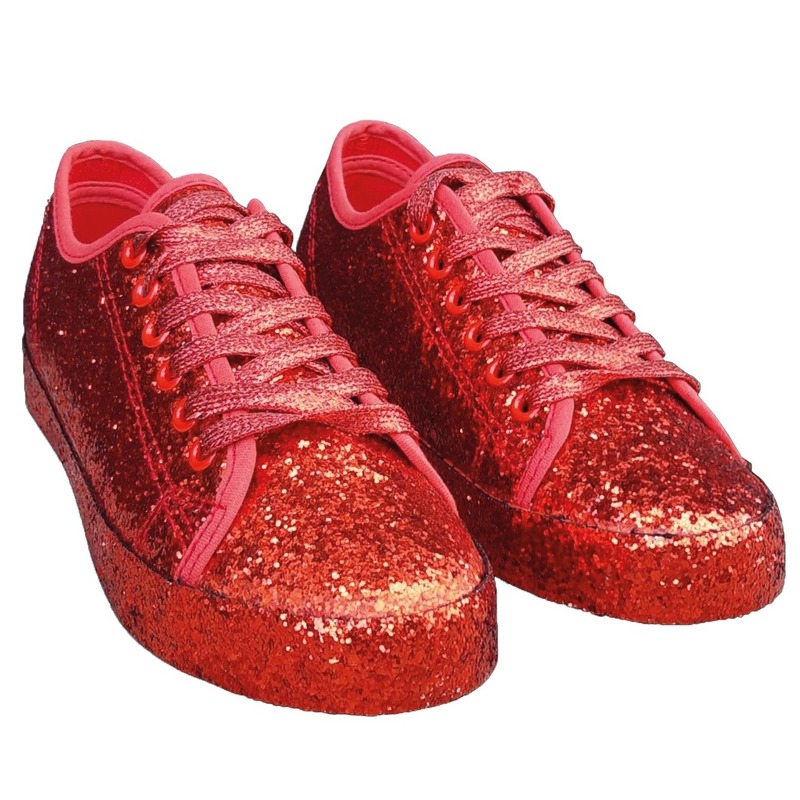 Dames disco sneakers met rode glitters