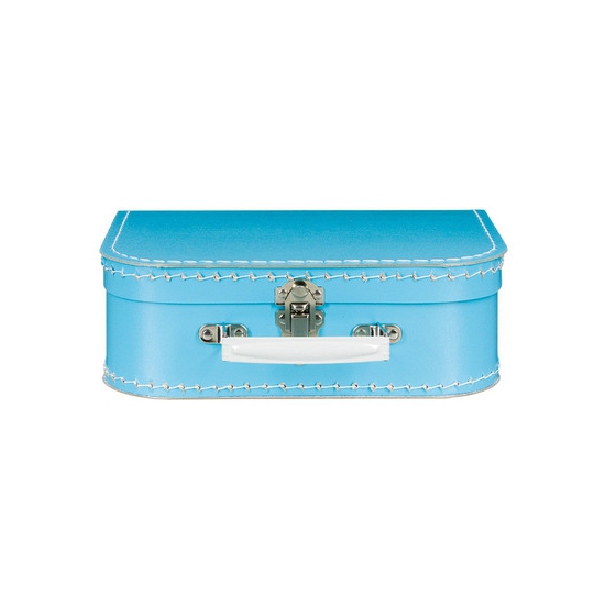 Decoratie koffertje blauw 25 cm