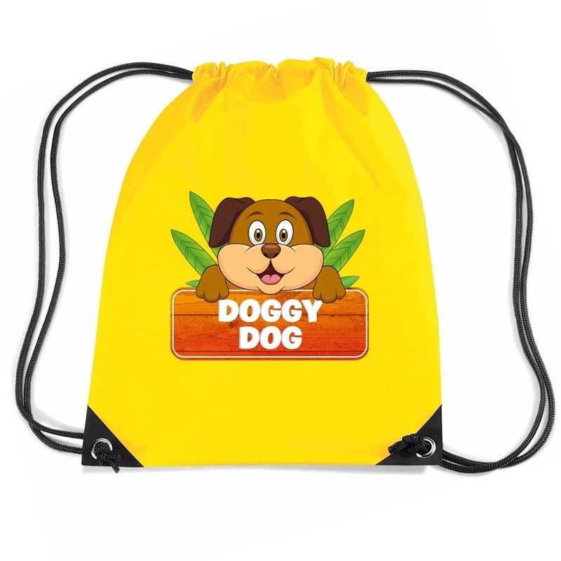 Doggy Dog het hondje trekkoord rugzak-gymtas geel voor kinderen