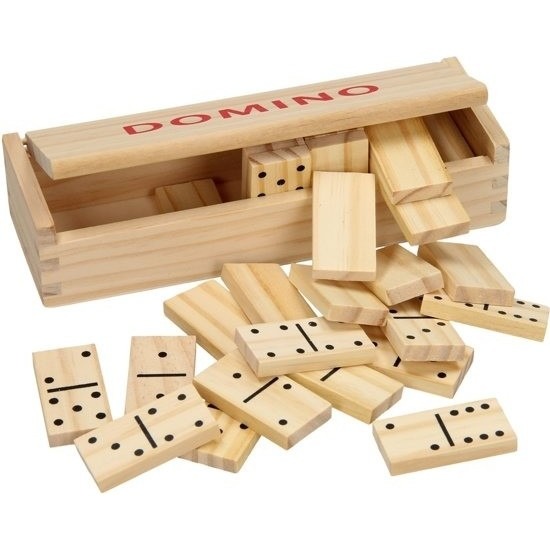 Domino stenen 28x stuks in houten kistje