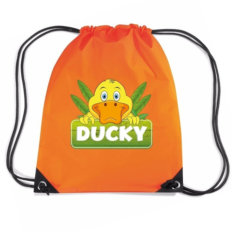 Ducky het eendje trekkoord rugzak-gymtas oranje voor kinderen