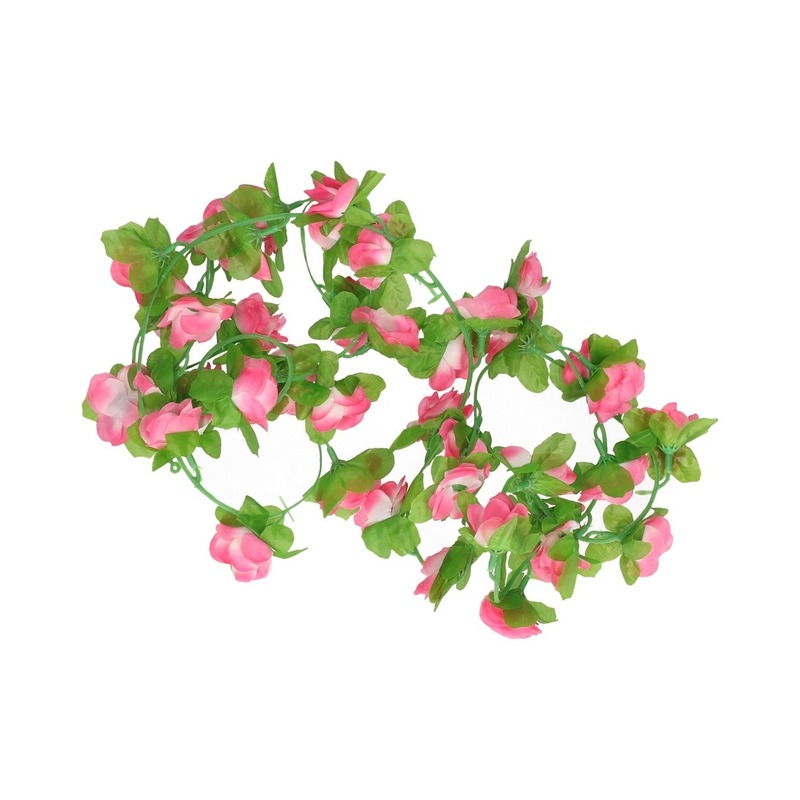 Fiets stuur decoratie bloemenslinger roze