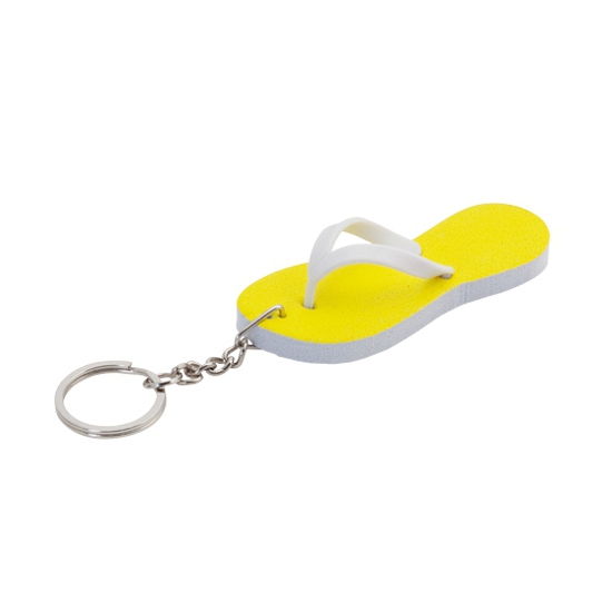 Gele teenslipper sleutelhangers 8 cm
