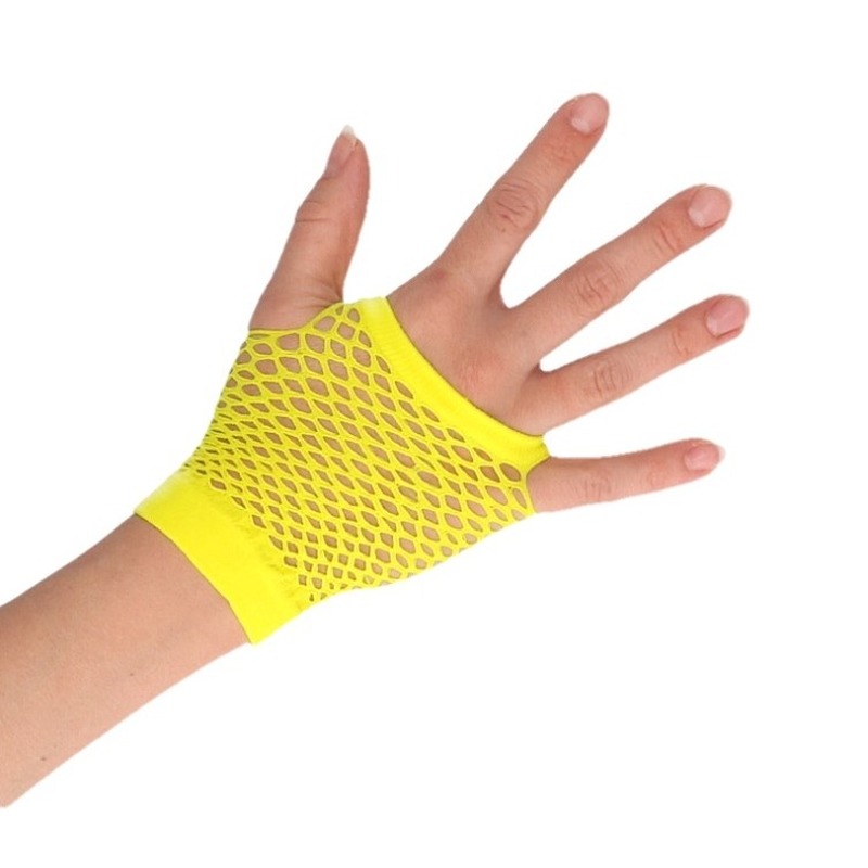 Gele verkleed handschoenen met gaatjes voor dames-heren