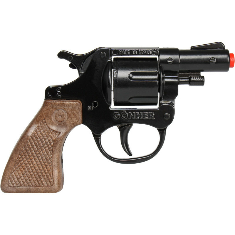 Gohner politie verkleed speelgoed revolver-pistool met kort loop metaal-plastic 8 schots