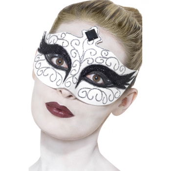 Gothic zwaan oogmasker zwart met wit