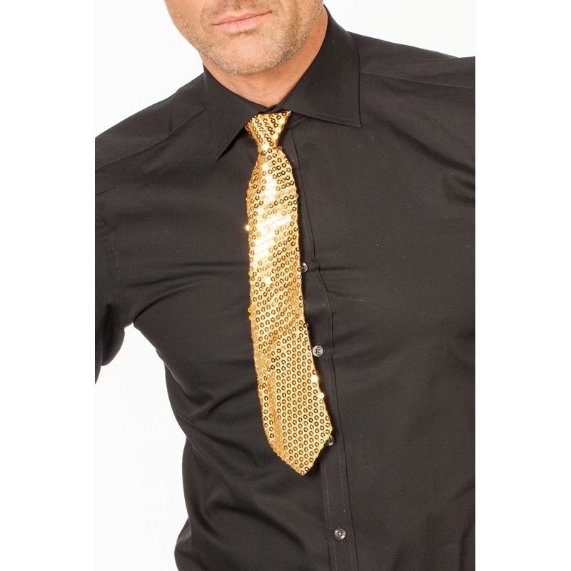 Gouden glitter verkleed stropdassen 32 cm voor dames-heren
