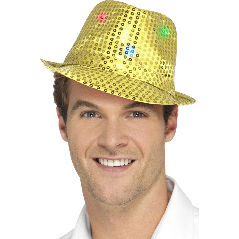 Gouden pailletten hoedjes met LED lichtjes