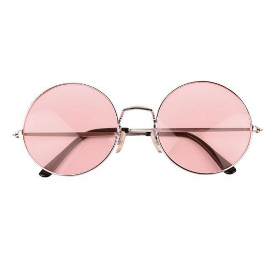 Grote roze hippie brillen
