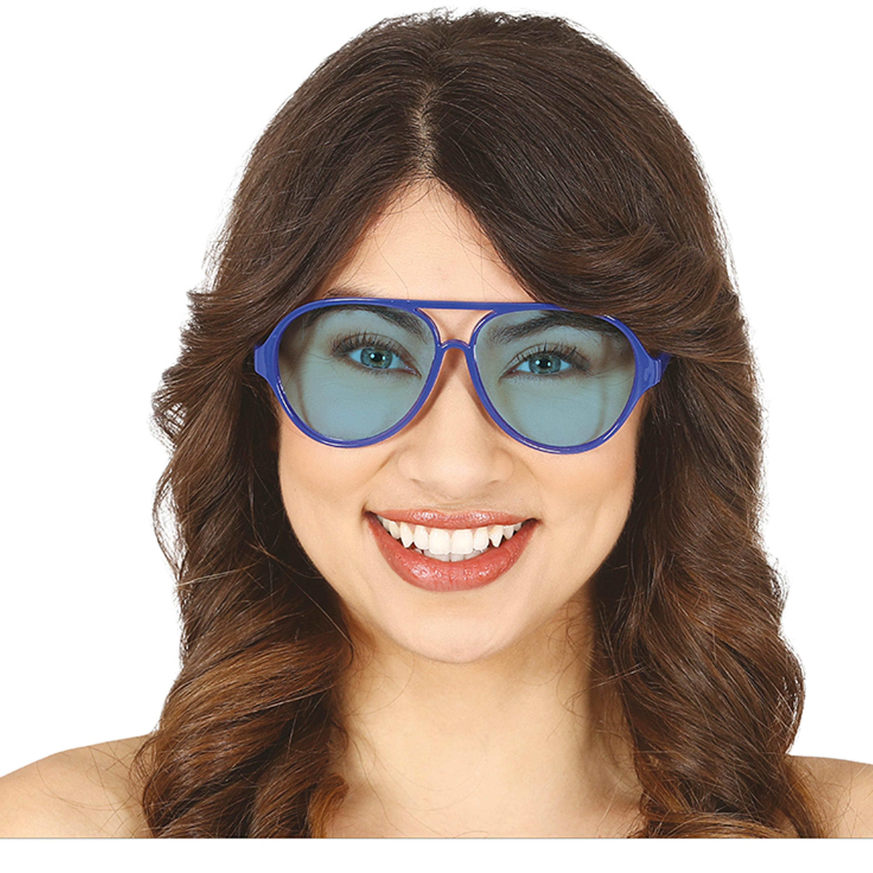 Guirca Carnaval-verkleed party bril blauw Aviator model - Voor bij een verkleedkleding kostuum