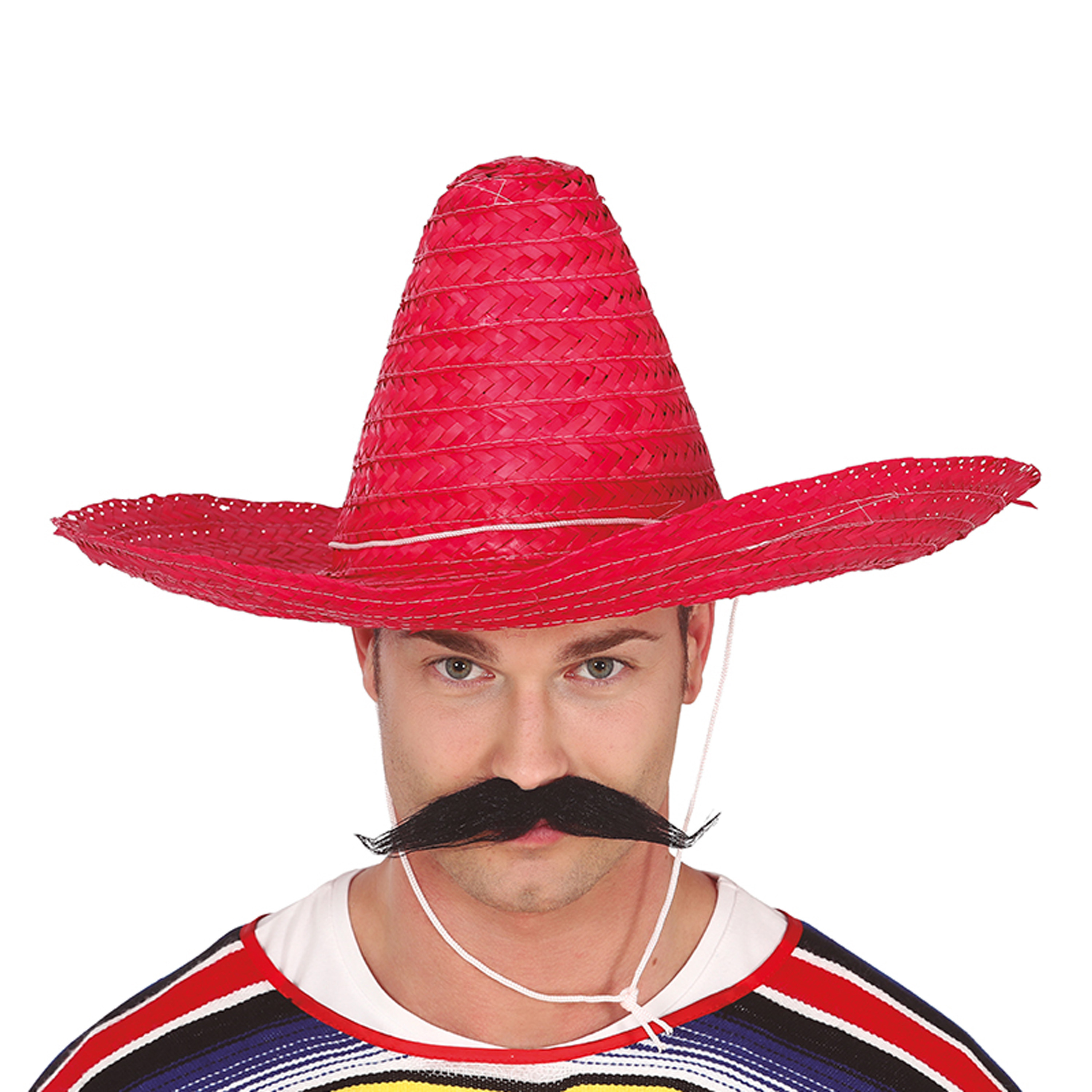 Guirca Mexicaanse Sombrero hoed voor heren carnaval-verkleed accessoires rood