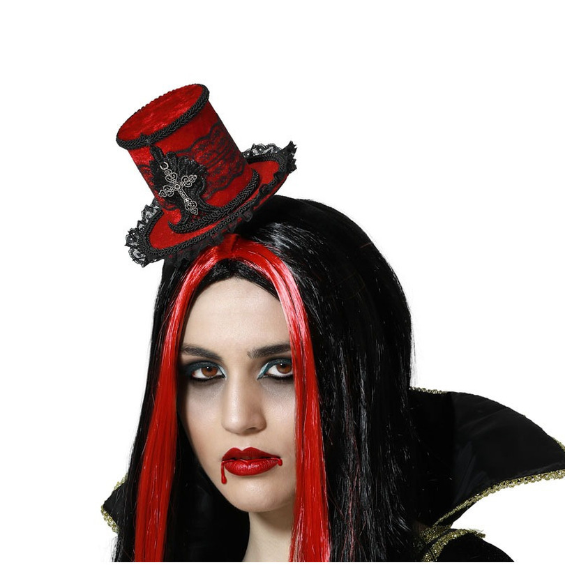 Halloween-horror verkleed diadeem hoedje vampier queen-princess kunststof dames-meisjes