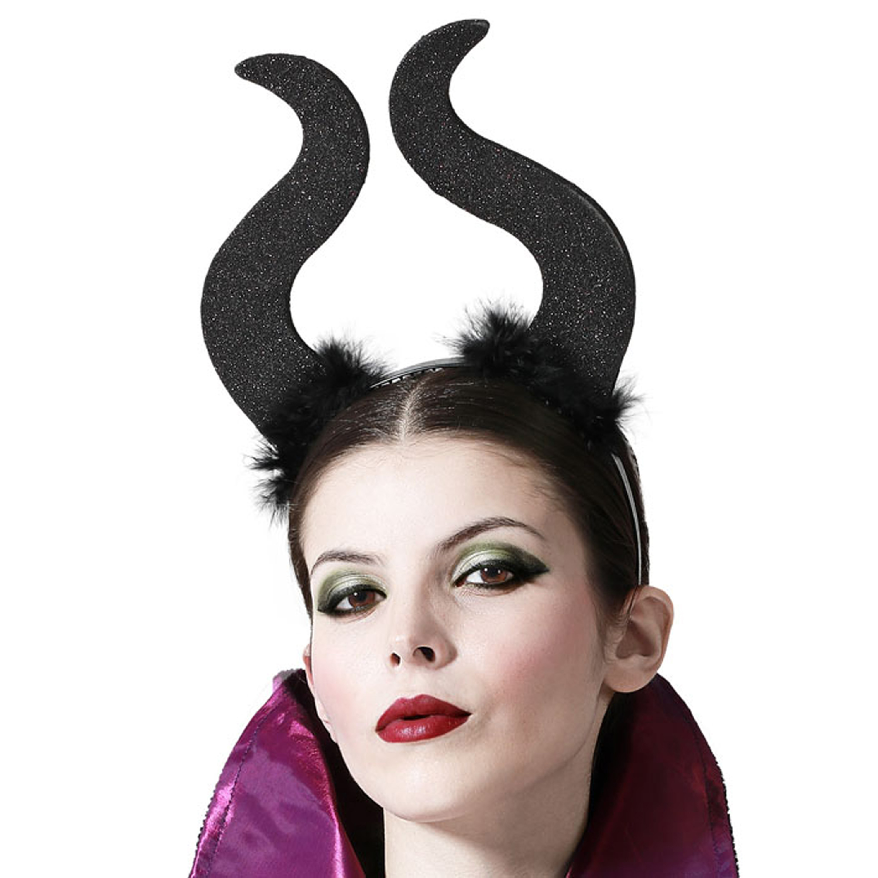 Halloween-horror verkleed diadeem-tiara grote duivel hoorns kunststof dames-meisjes