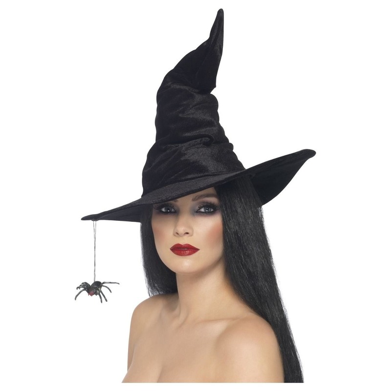 Heksen verkleed hoed zwart met spin