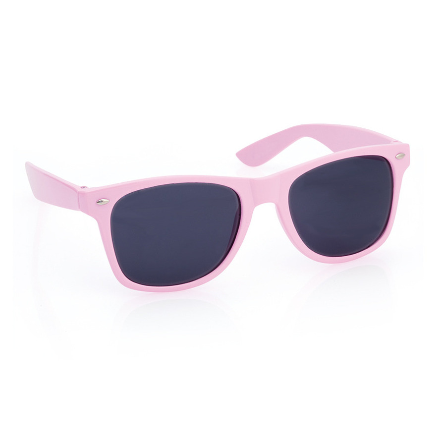 Hippe party zonnebril lichtroze plastic volwassenen donkere glazen