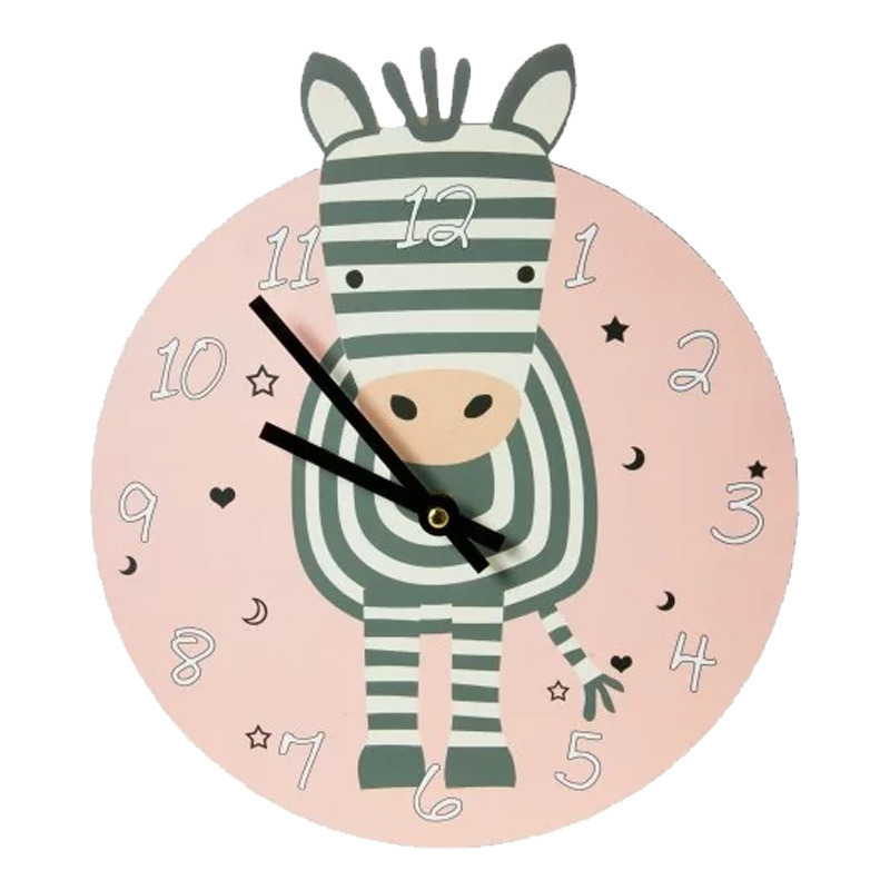 Houten klok met zebra 26 cm voor kinderen