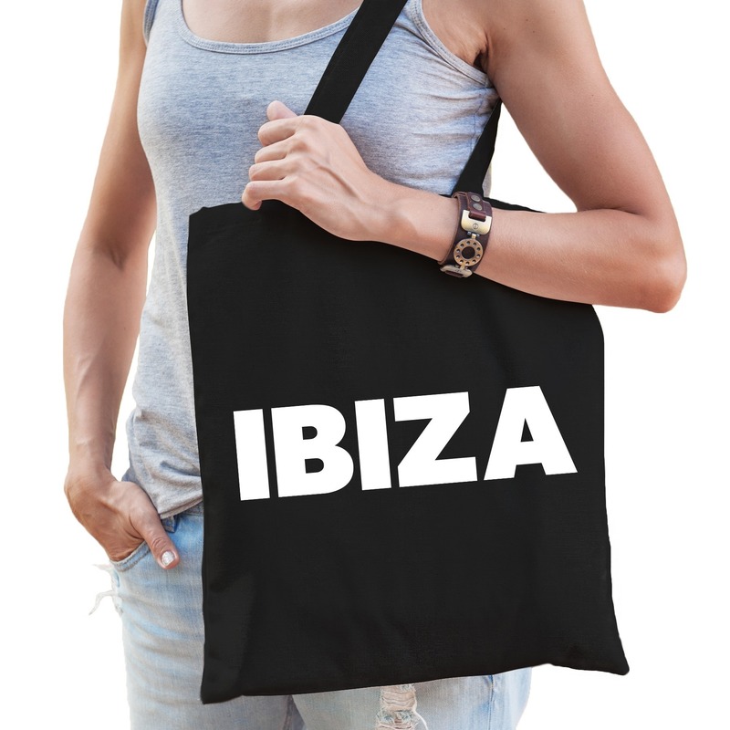 Ibiza schoudertas zwart katoen