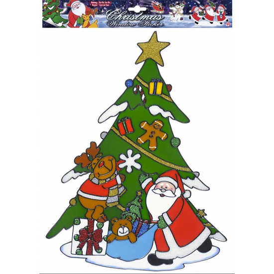Kerst decoratie stickers kerstman-rendier plaatjes 40 cm