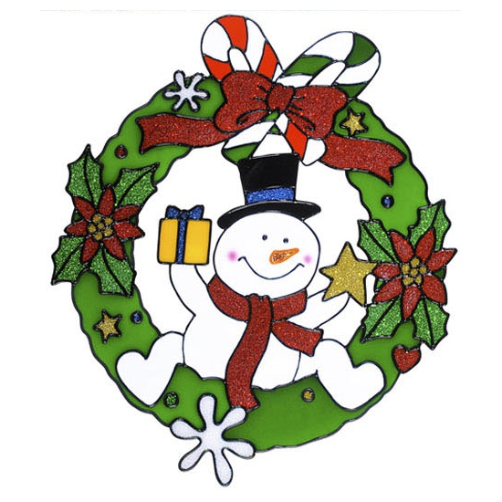 Kerst decoratie stickers sneeuwpop plaatjes 30 cm