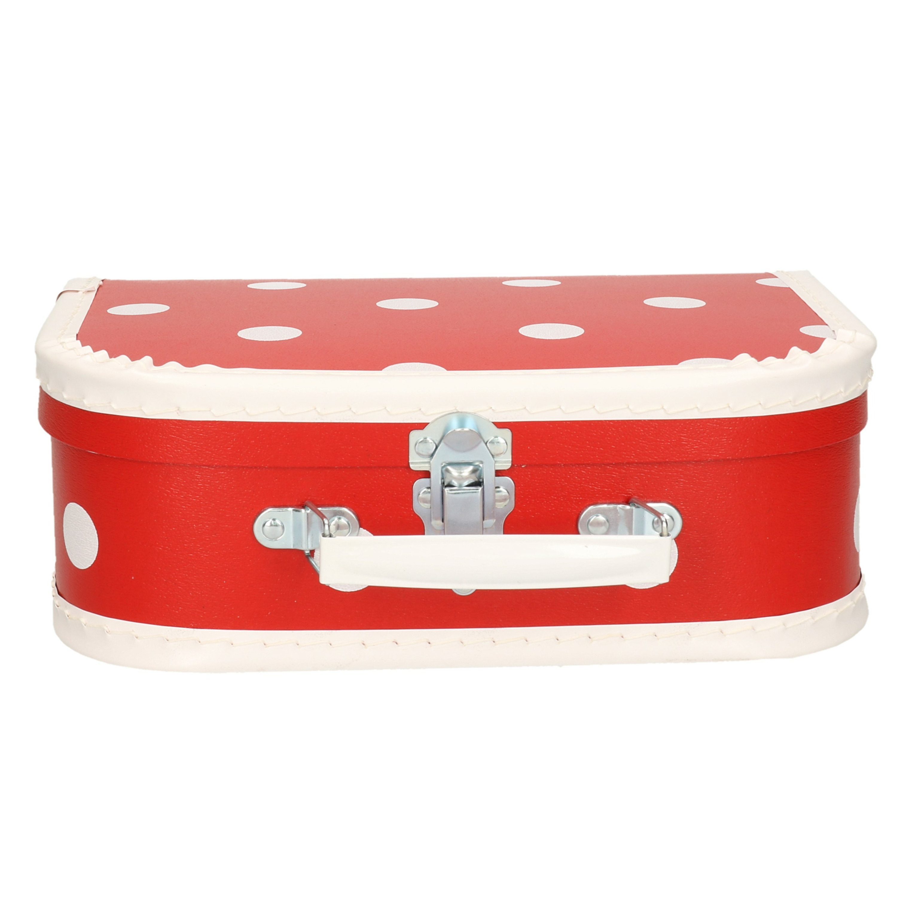 Kinderkoffertje rood witte stip 25 cm