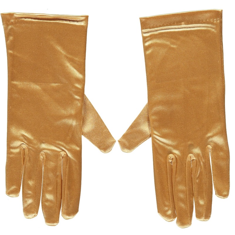 Korte verkleed handschoenen goud 20 cm