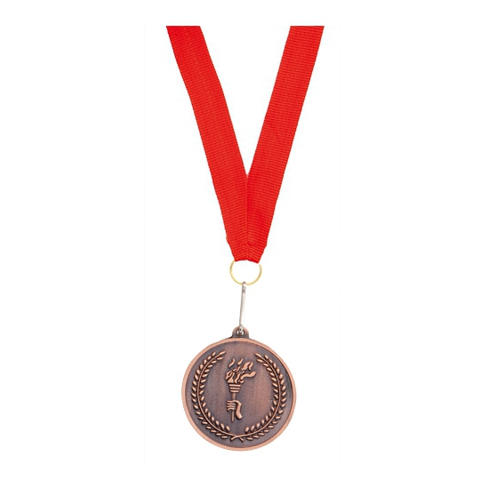 Medaille brons derde prijs aan rood lint
