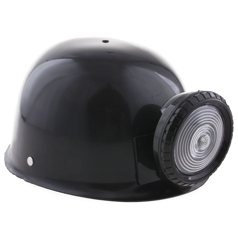 Mijnwerker helm zwart met licht