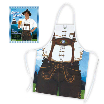 Oktoberfest verkleedkleding keukenschort man met lederhose