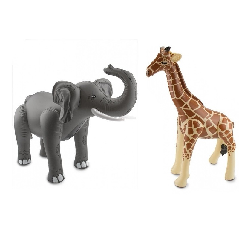 Opblaasbare olifant en giraffe set
