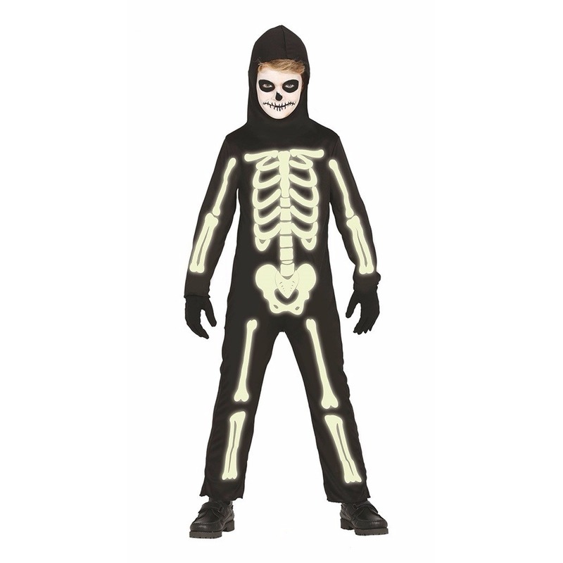 Oplichtend skeletten kostuum voor jongens