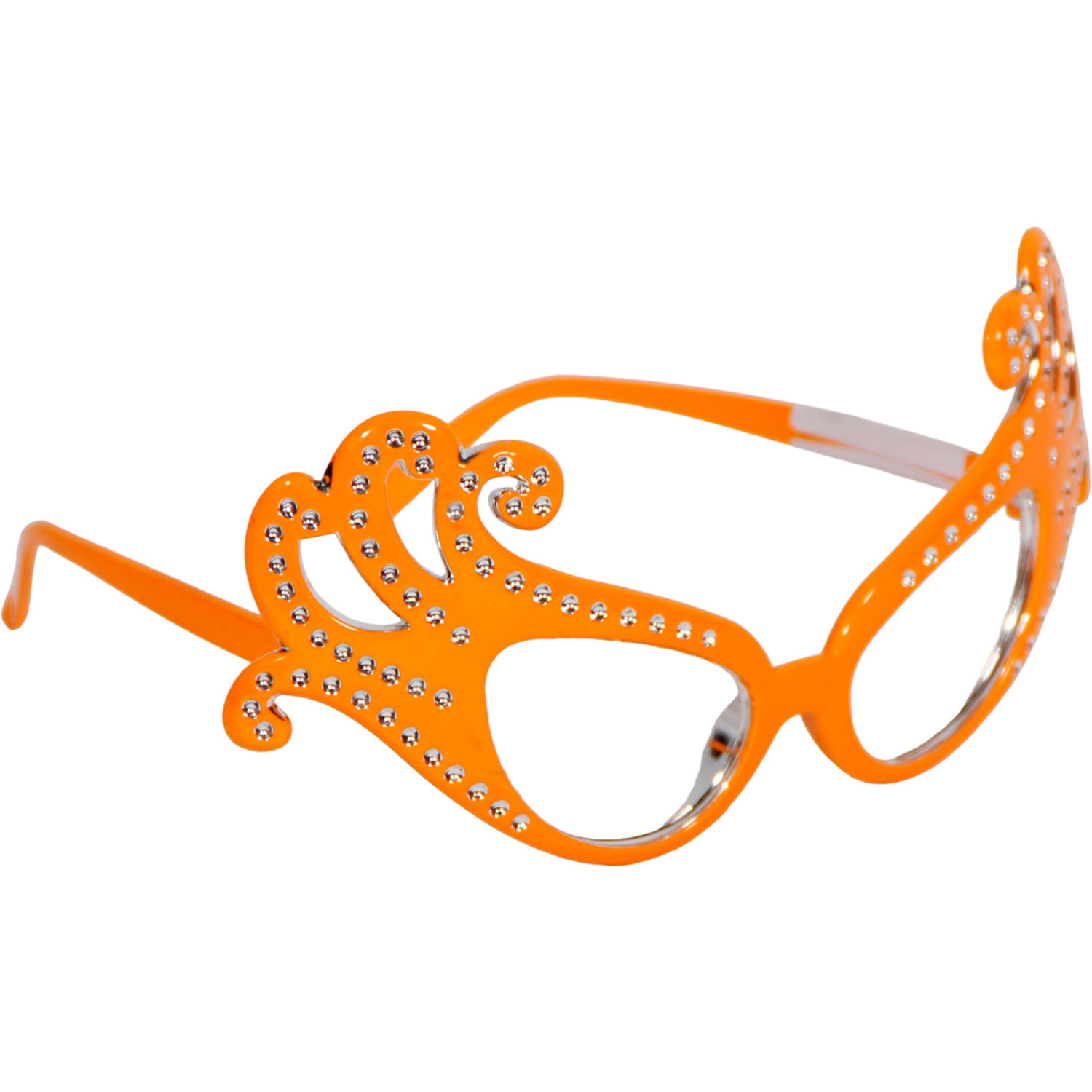 Oranje feestbrillen krul montuur
