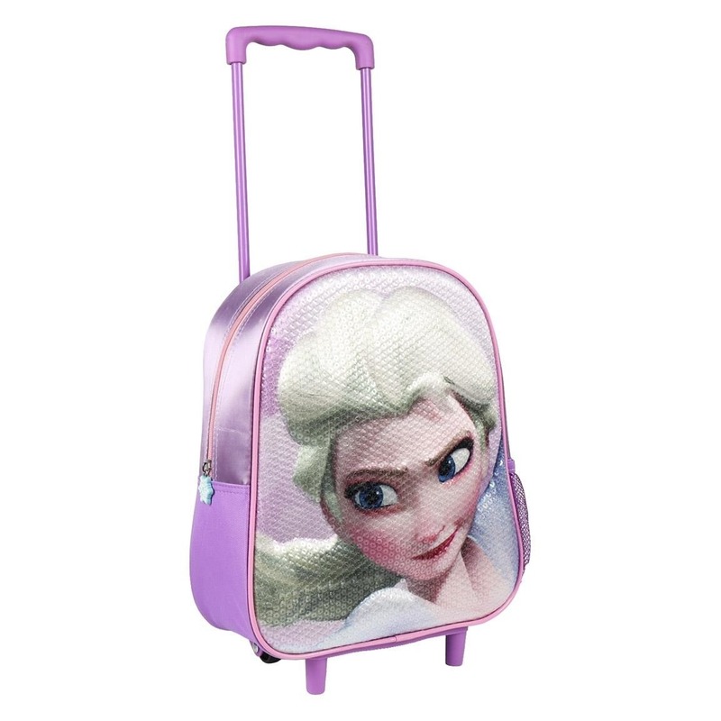 Paarse 3D Elsa Frozen reistas-weekendtas voor meisjes 31 x 25 cm
