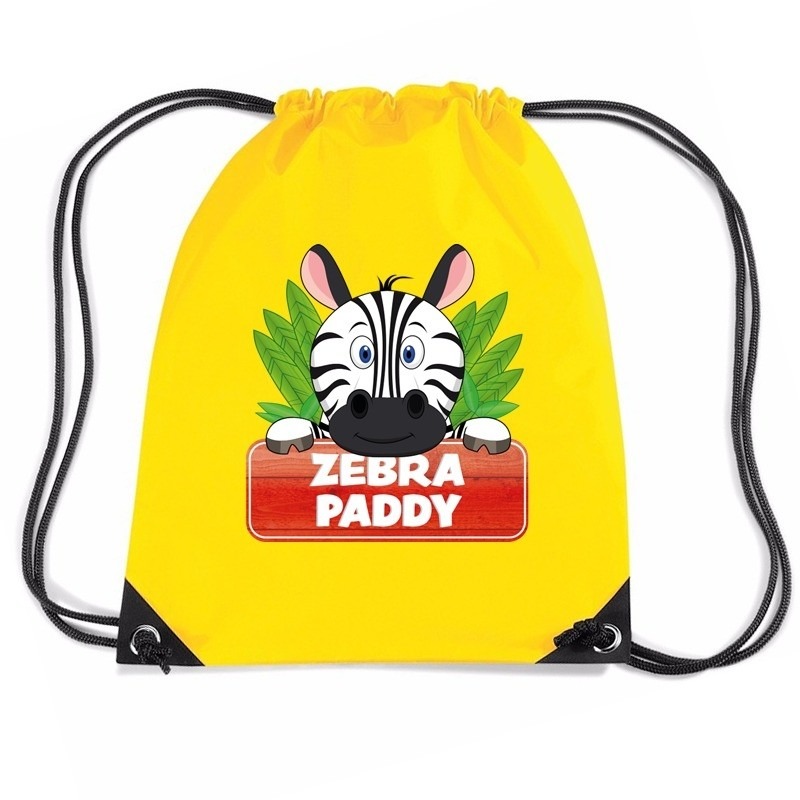 Paddy de Zebra trekkoord rugzak-gymtas geel voor kinderen