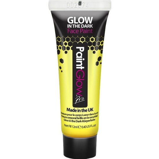 PaintGlow Face-Body paint neon geel-glow in the dark 10 ml schmink-make-up waterbasis