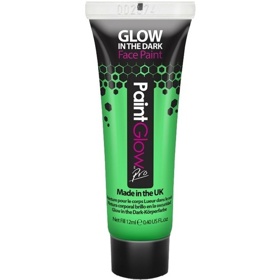 PaintGlow Face-Body paint neon groen-glow in the dark 10 ml schmink-make-up waterbasis