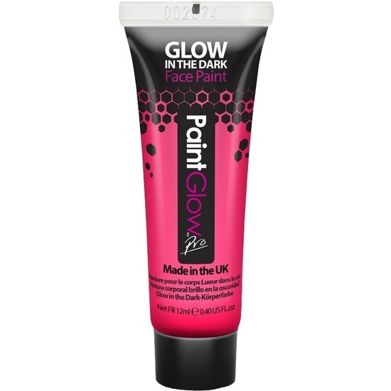 PaintGlow Face-Body paint neon roze-glow in the dark 10 ml schmink-make-up waterbasis