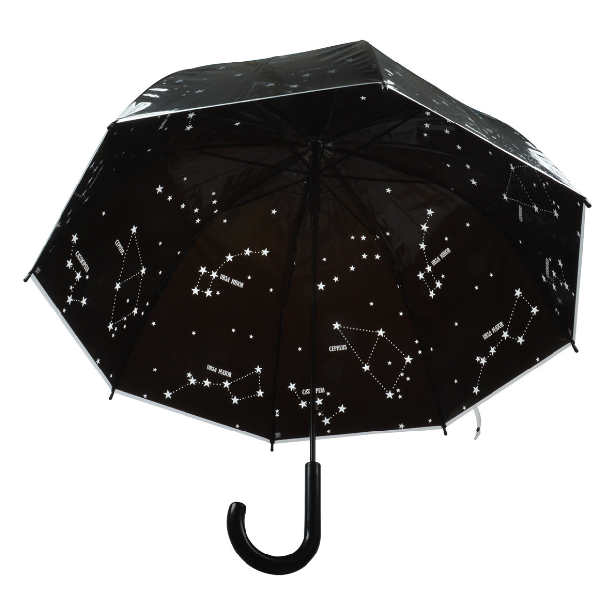Paraplu zwart met transparante sterrenhemel 81 cm