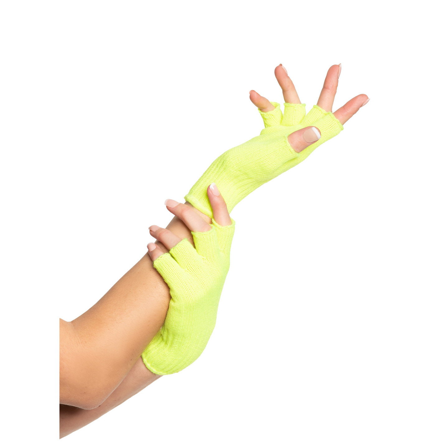 Partychimp Verkleed handschoenen vingerloos licht geel - one size voor volwassenen
