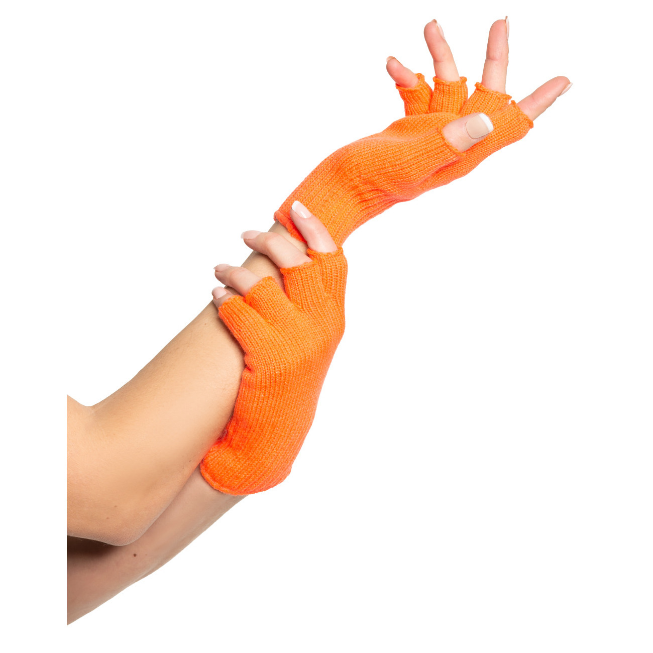 Partychimp Verkleed handschoenen vingerloos oranje - one size voor volwassenen