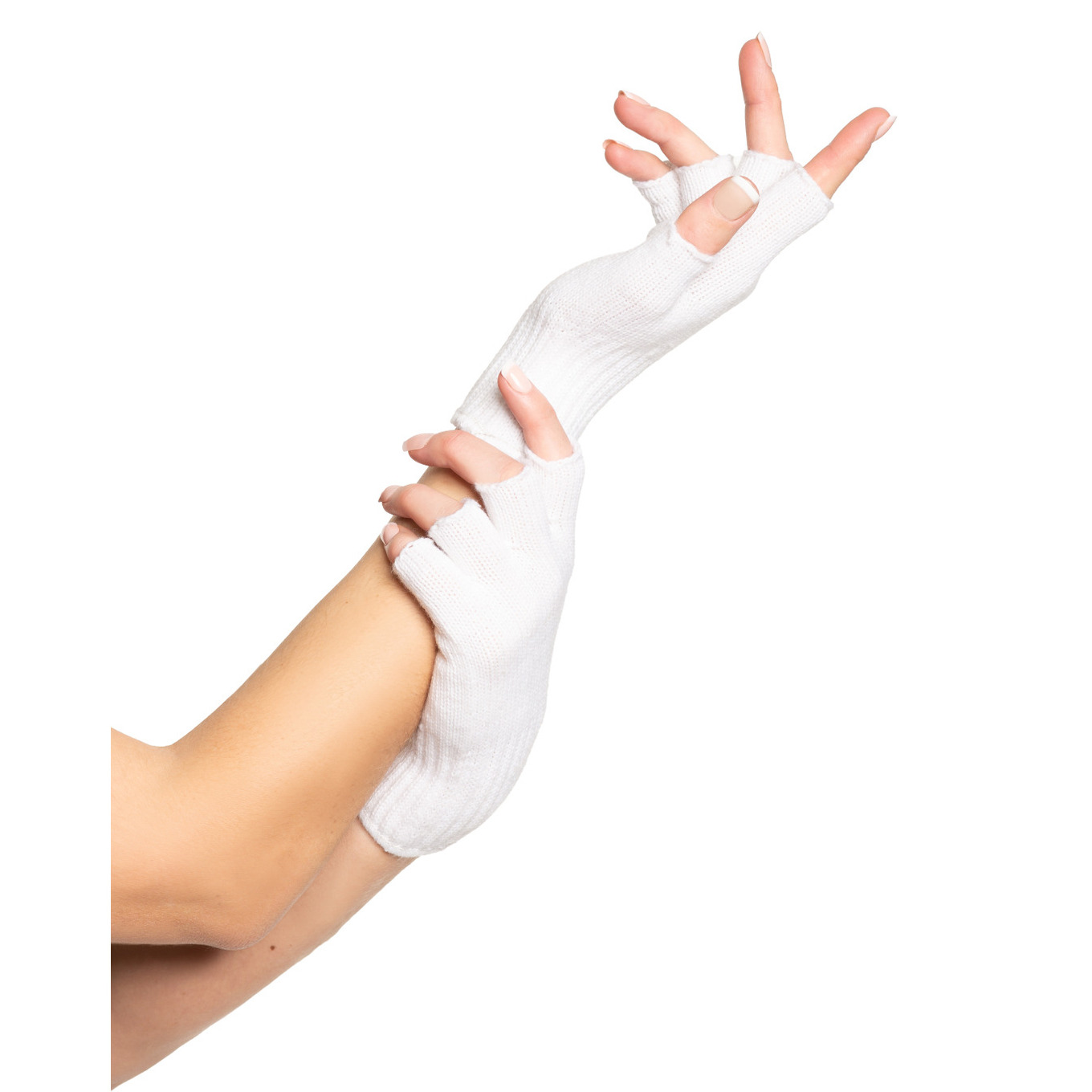 Partychimp Verkleed handschoenen vingerloos wit one size voor volwassenen