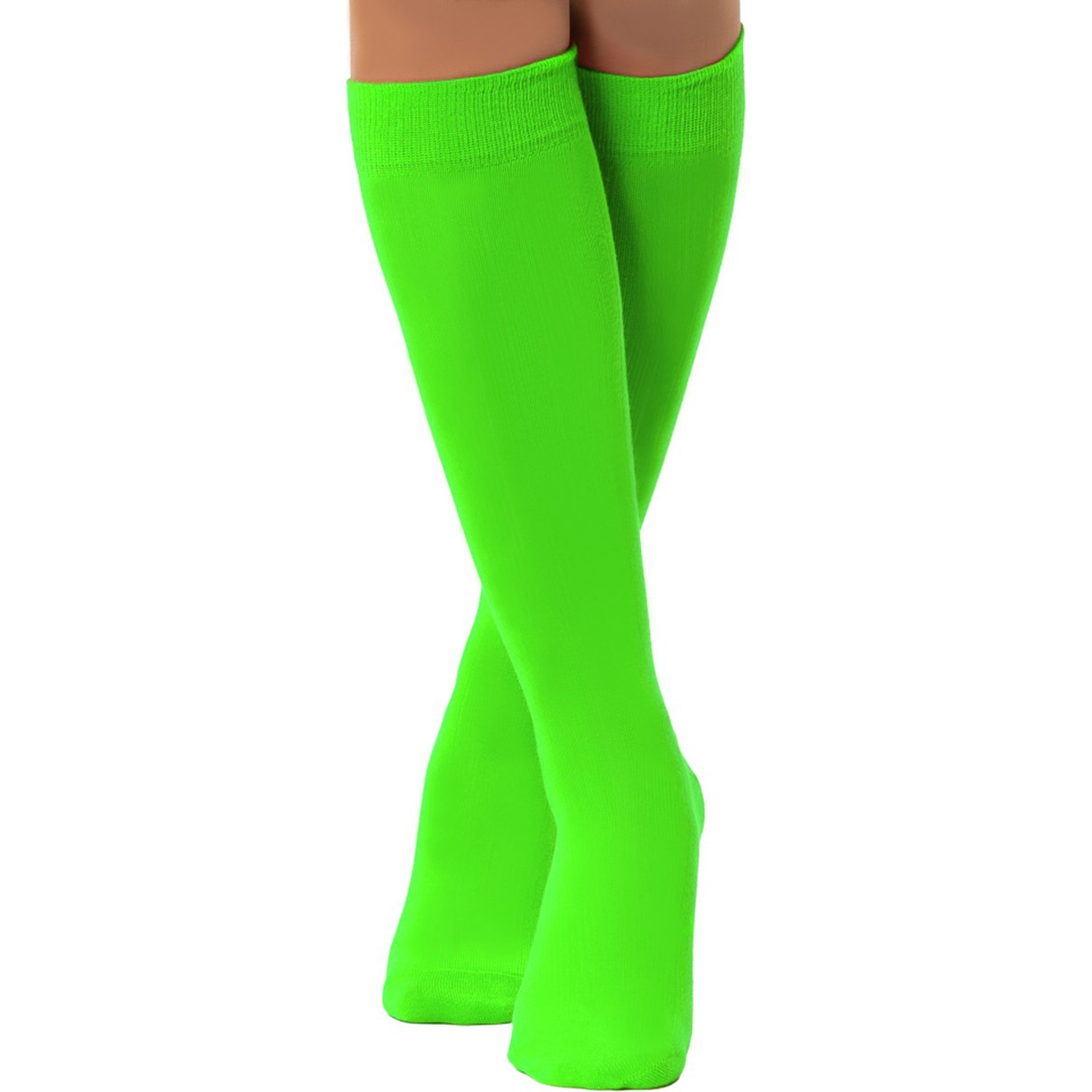 Partychimp Verkleed kniesokken-kousen neon groen one size voor dames