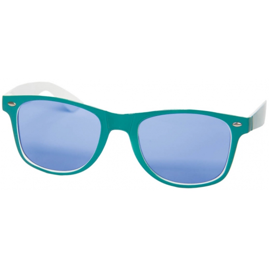 Petrolblauwe feestbril met blauwe glazen