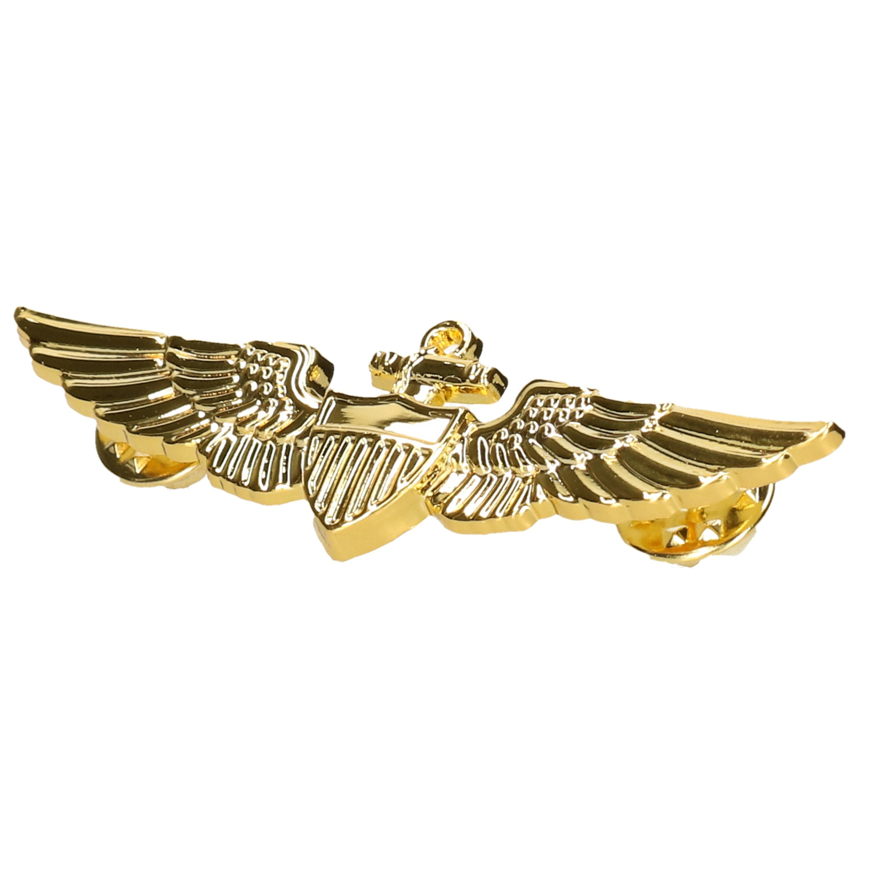 Piloten-Vliegeniers verkleed broche goud metaal 7 cm Carnaval accessoiresÂ 