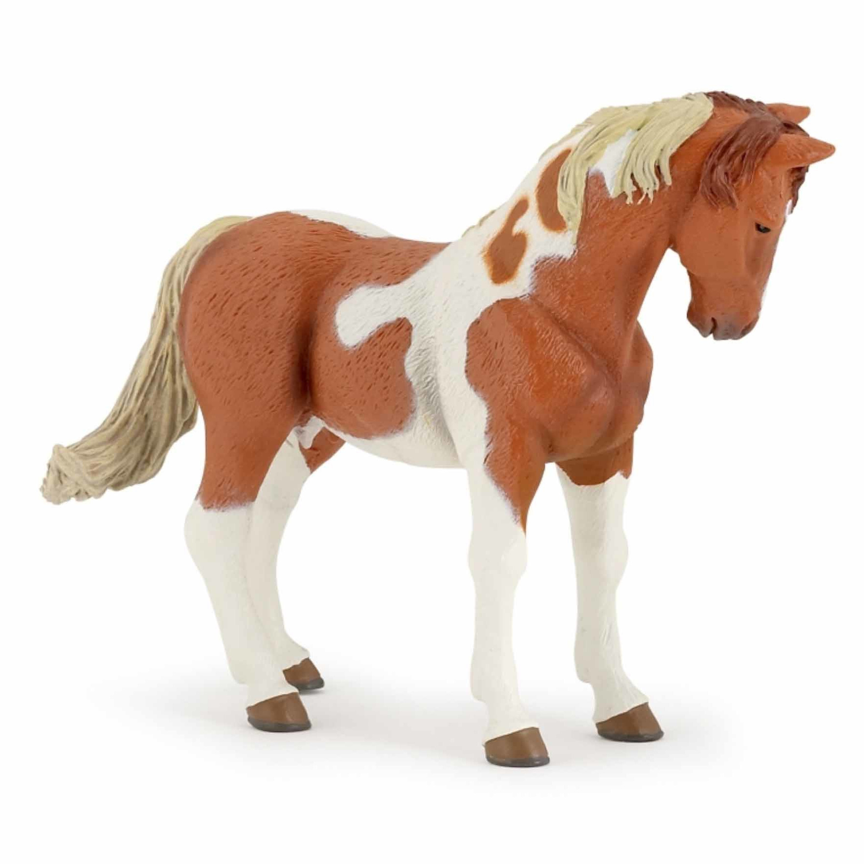 Plastic paard diertje bruin-wit 10 cm
