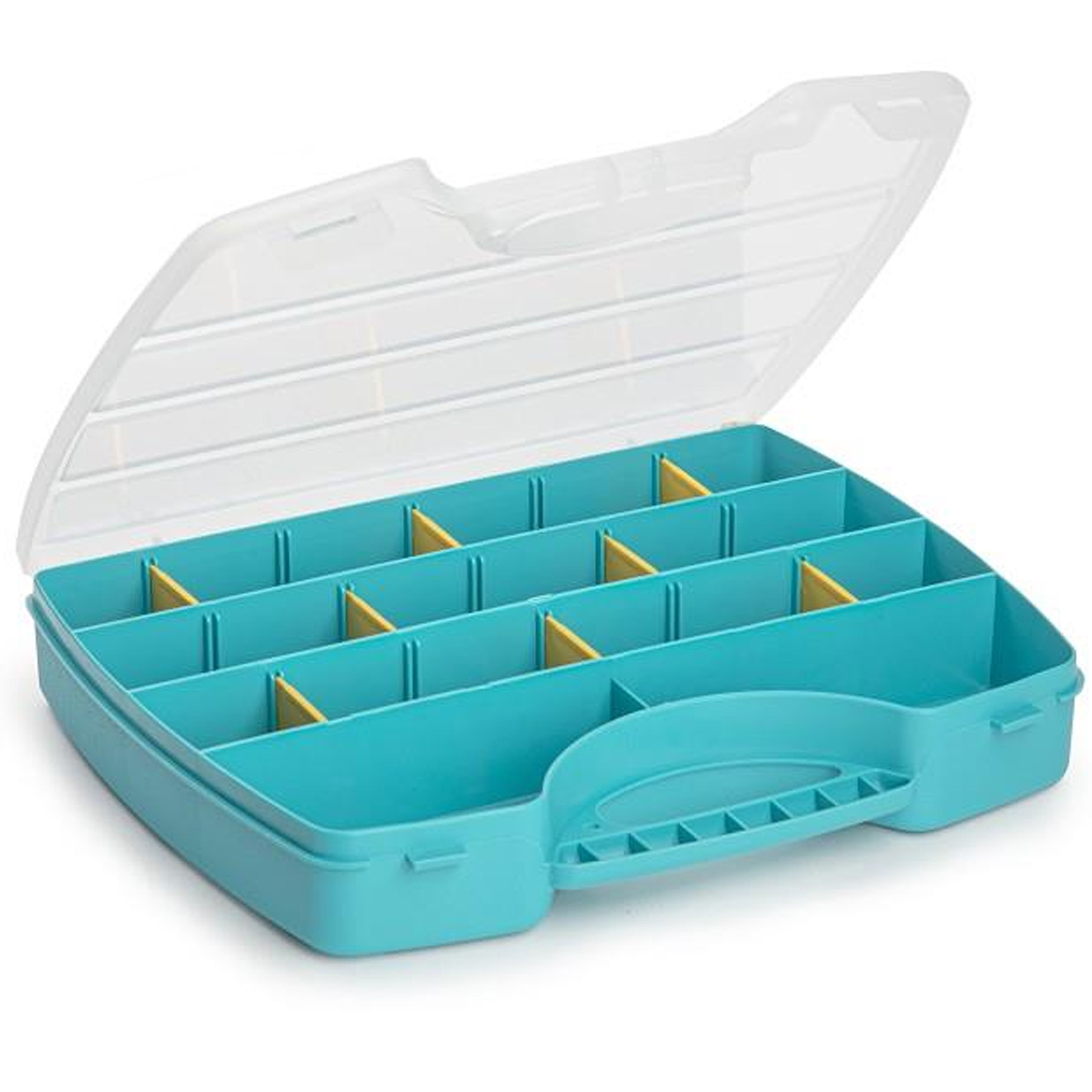 Plasticforte Opbergkoffertje-opbergdoos-sorteerbox 13-vaks kunststof blauw 25 x 21 x 4 cm