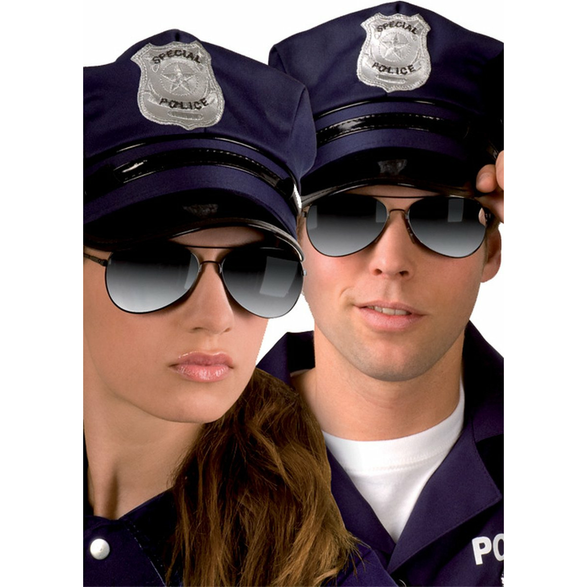 Politie bril met zwarte glazen
