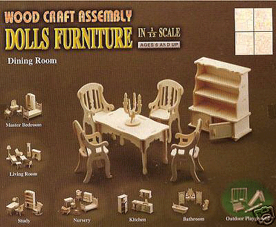 Dollhouse furnitures kitchen and dining-room