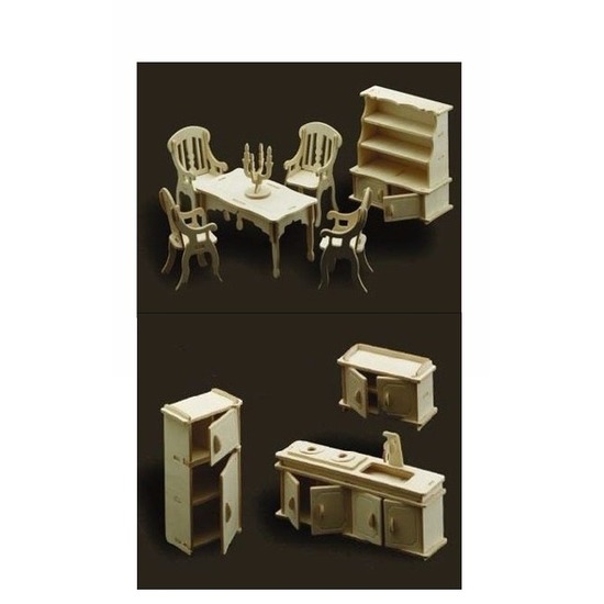 Poppenhuis meubels set voor de keuken en eetkamer