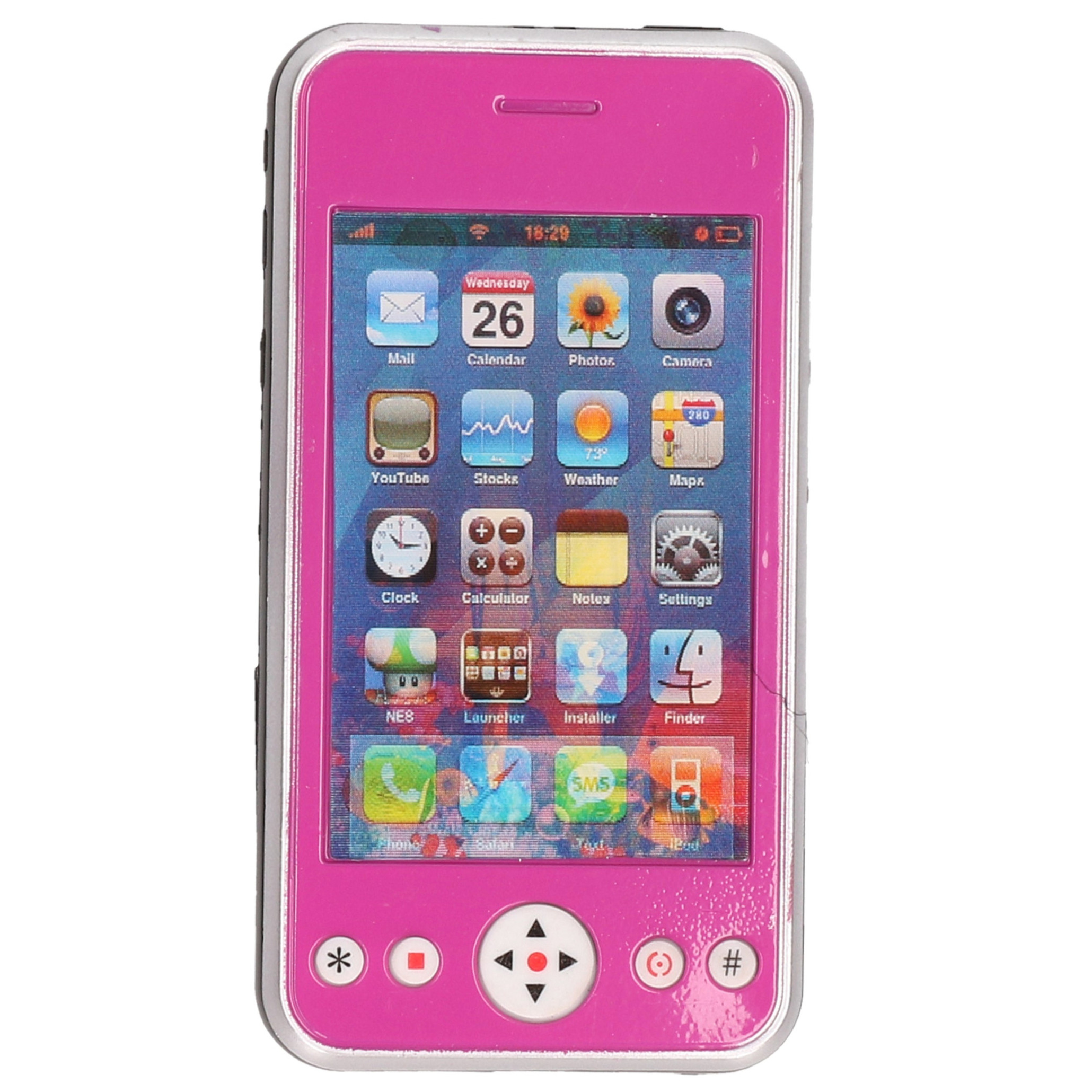Roze speelgoed smartphone/mobiele telefoon met licht en geluid 11 cm